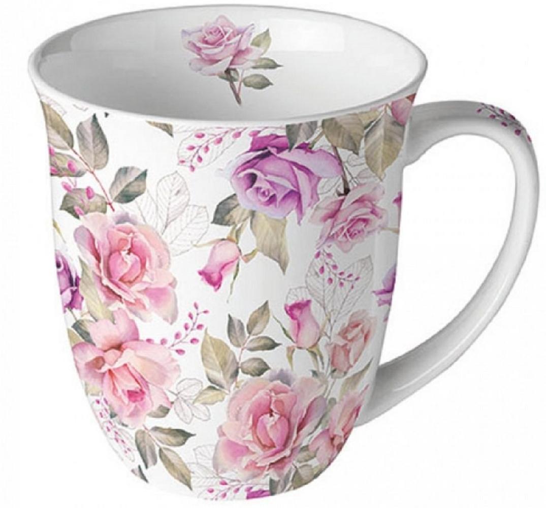 Ambiente Luxury Paper Products Becher Pfingstrosen, Rosen- Mug Blumen Tee/Kaffee Tasse, Porzellan, Sommmer/Frühling Motive - Ideal Als Geschenk Bild 1