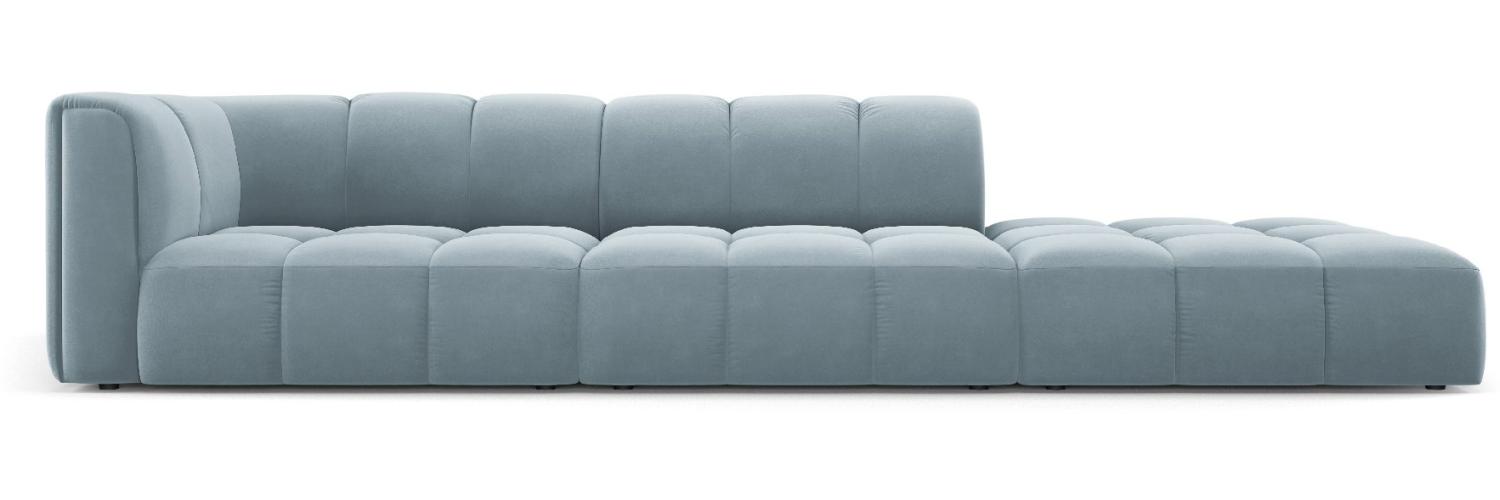 Micadoni Modulares Sofa Serena 4-Sitzer offene Seite Rechts Samtstoff Hellblau Bild 1