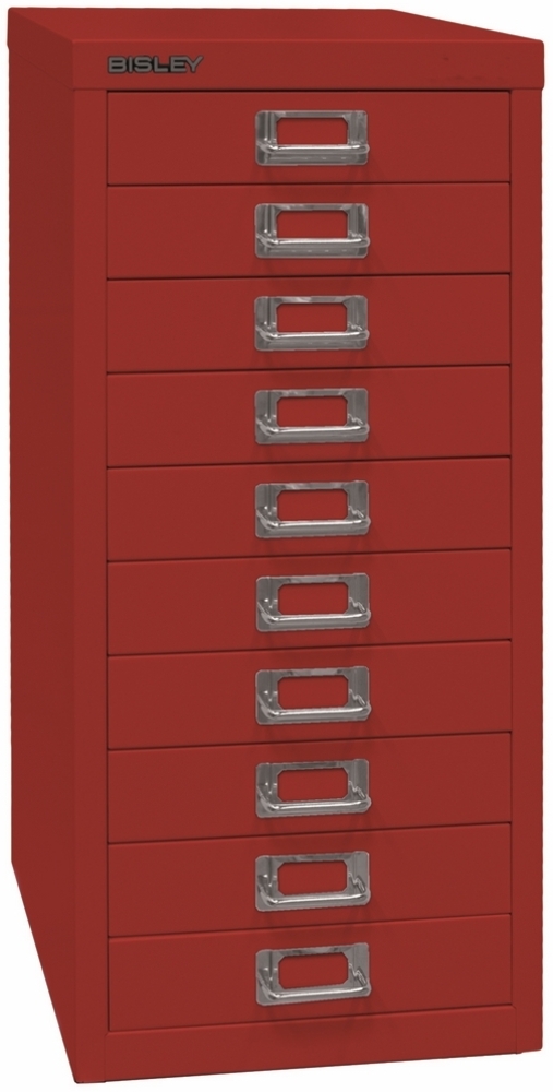 Bisley Multidrawer Schubladenschrank aus Metall mit 10 Schubladen DIN A4 ohne Sockel - Farbe: Kardinalrot, L2910-670 Bild 1