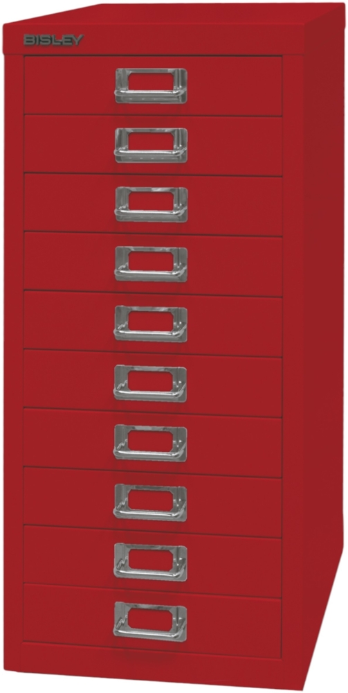 Bisley Multidrawer Schubladenschrank aus Metall mit 10 Schubladen DIN A4 ohne Sockel - Farbe: Kardinalrot, L2910-670 Bild 1