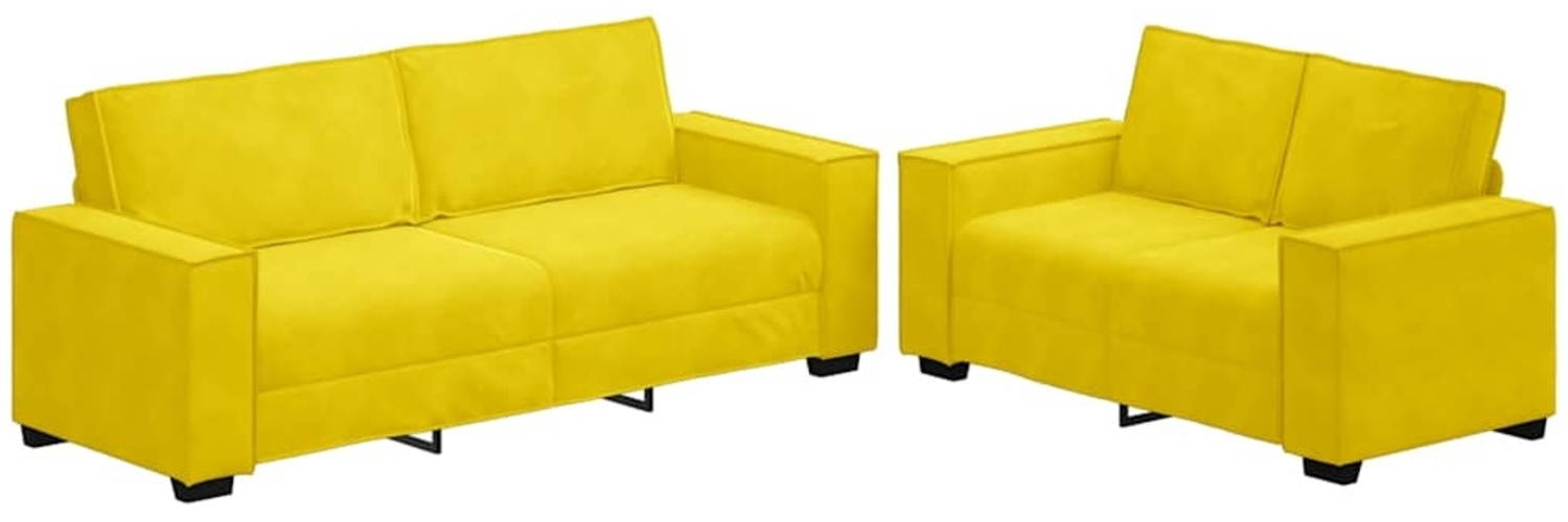 vidaXL 2-tlg. Sofagarnitur mit Kissen Gelb Samt 3324706 Bild 1