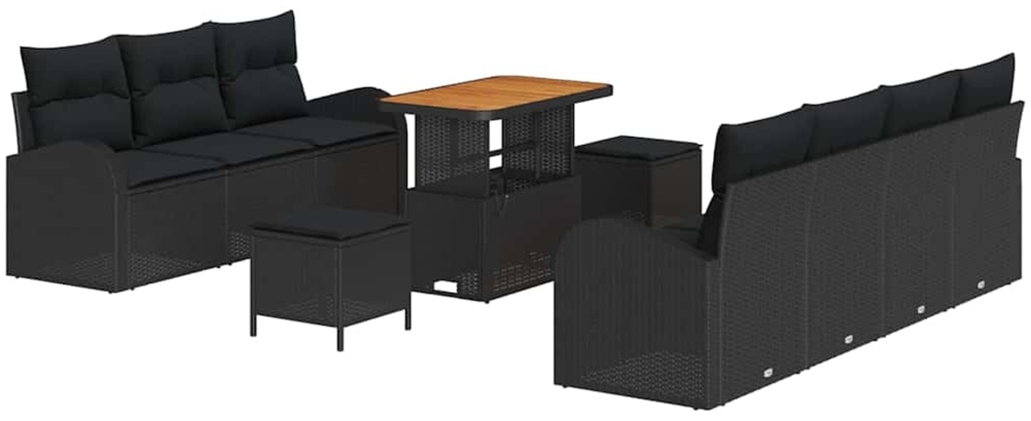 vidaXL Garten-Sofa-Set mit Kissen mit Speicher 10 pcs Schwarz 3364309 Bild 1