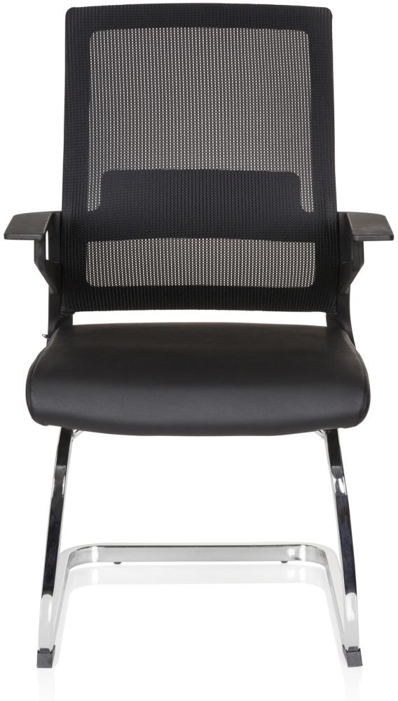 hjh OFFICE Besucherstuhl Konferenzstuhl INVENTOR V PRO Kunstleder/Netzstoff Schwarz Bild 1