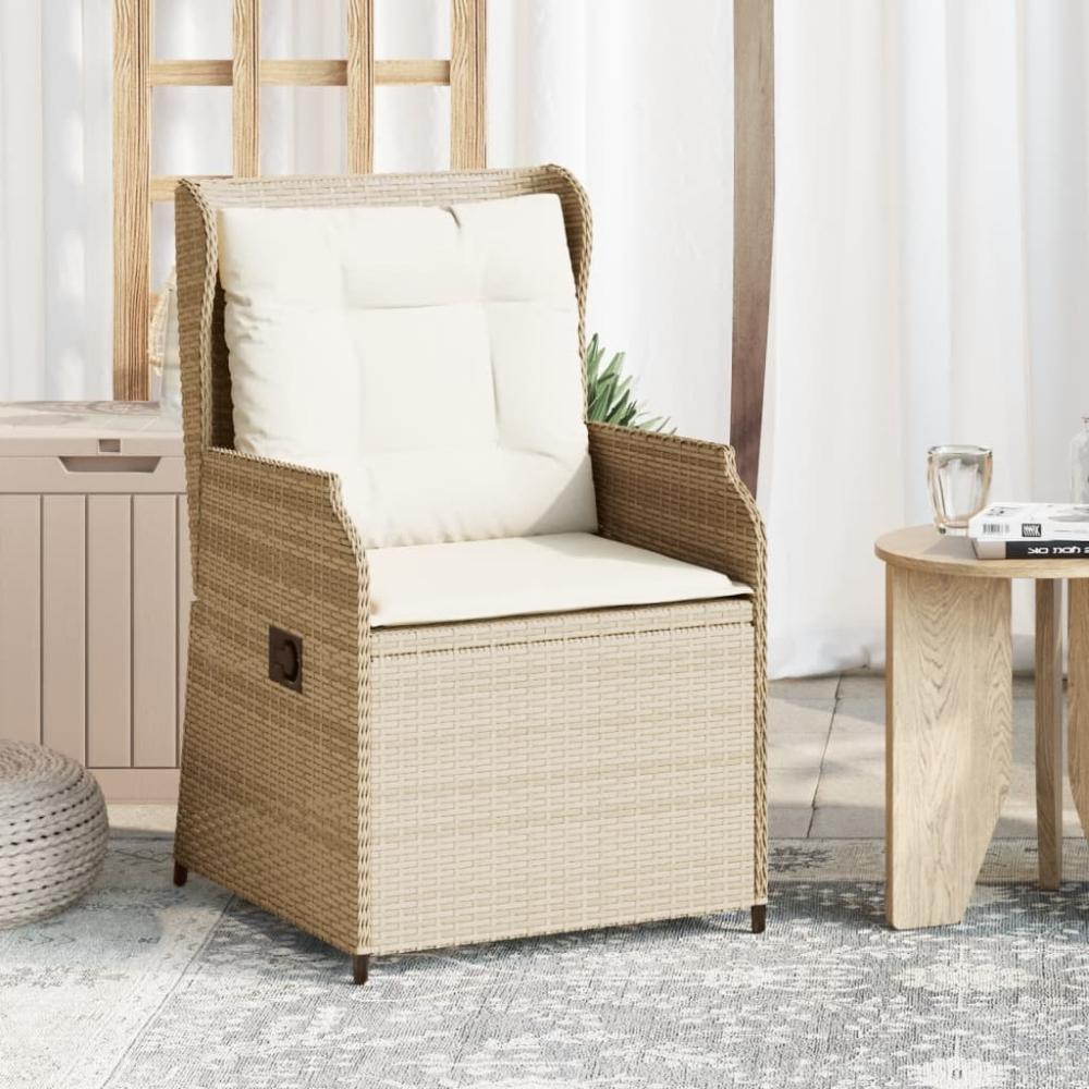 vidaXL Gartensessel mit Kissen 2 Stk. Verstellbar Beige Poly Rattan 368995 Bild 1