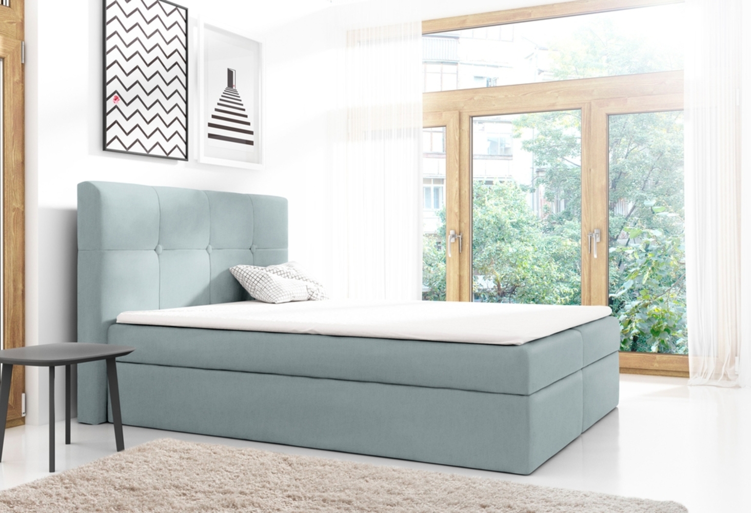 99rooms Verduro Boxspringbett Velours MONOLITH Silber 160x200 cm Bild 1