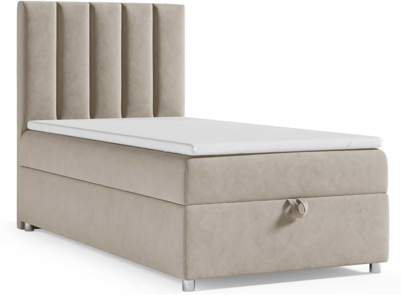 Best for Home Boxspringbett K10 SINGLE mit Bettkasten [ohne Kopfteil] (Beige 100x200) Bild 1