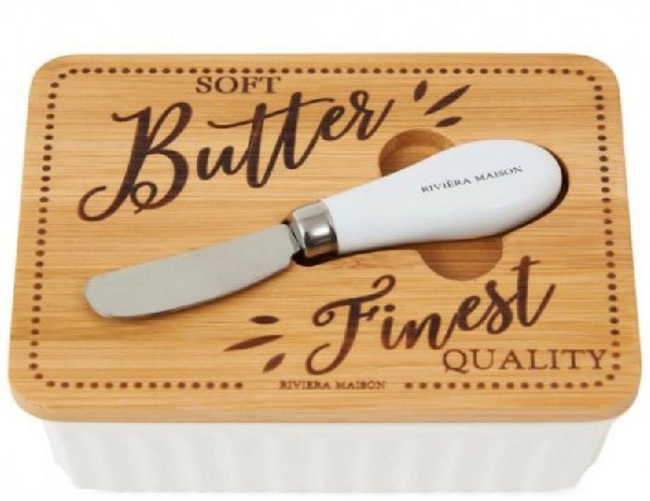 Rivièra Maison Butterdose Butterdose mit Messer Finest Qualitiy Bild 1