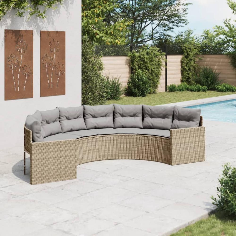 vidaXL Gartensofa mit Kissen Halbrund Beige Poly-Rattan 3318515 Bild 1