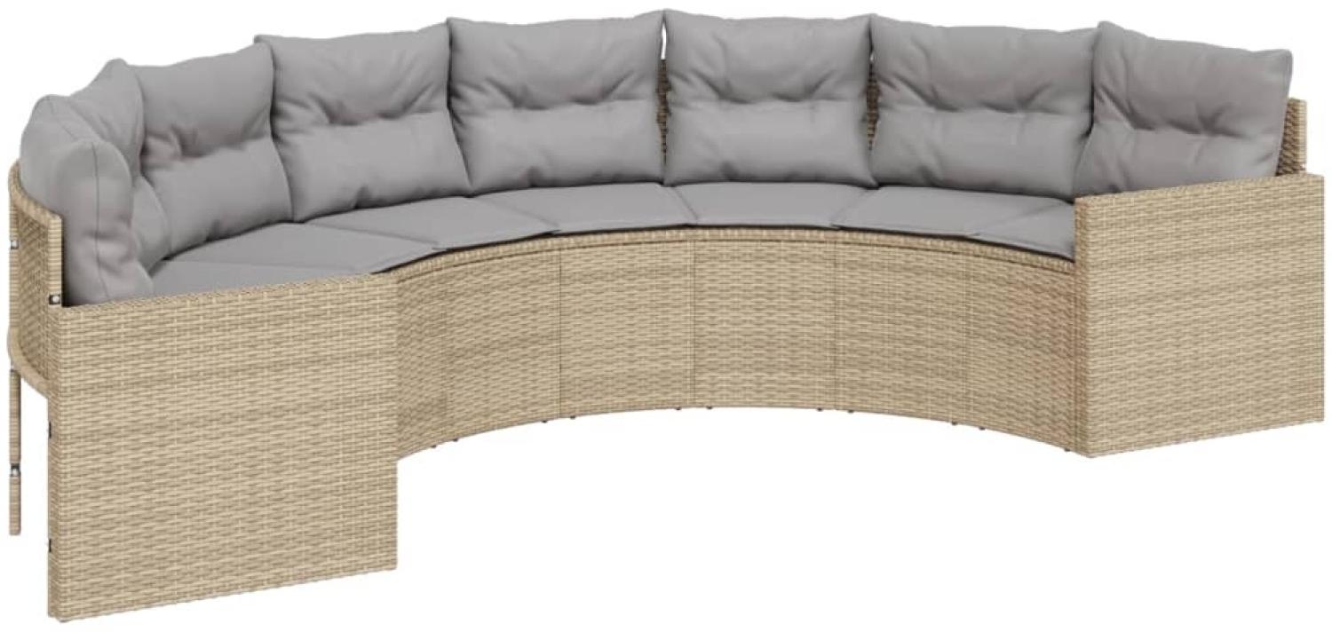 vidaXL Gartensofa mit Kissen Halbrund Beige Poly-Rattan 3318515 Bild 1