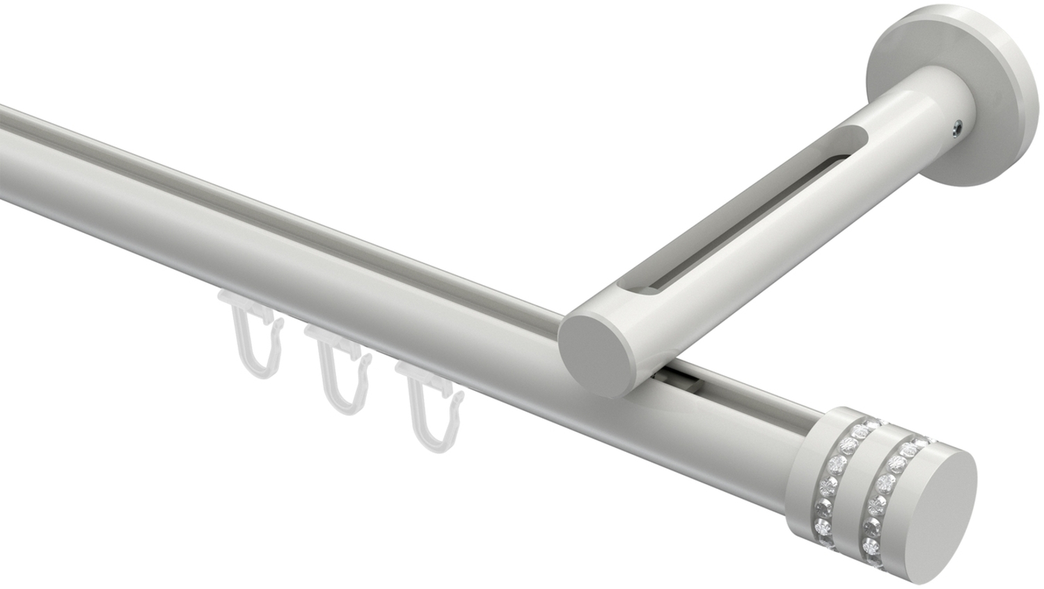 Innenlauf-Gardinenstangen-Set Siteno Estana 140 cm, 1-läufig, 20 mm Ø Weiß Bild 1