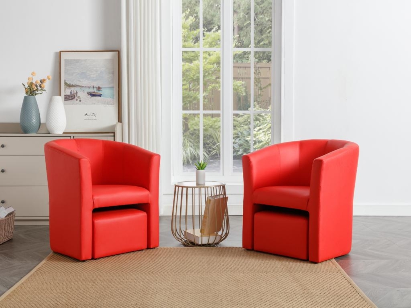 Vente-unique - Lounge-Sessel & Hocker - Kunstleder - Rot - JOVANA Bild 1