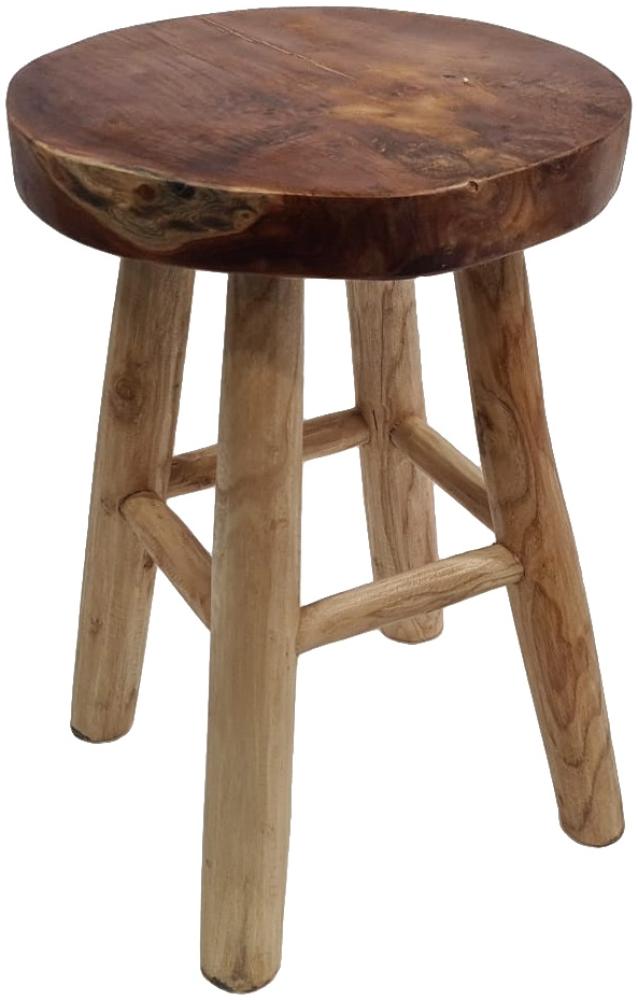 LebensWohnArt Sitzhocker Teak Hocker KANSAS Natural Beistelltisch Sitzhocker Bild 1