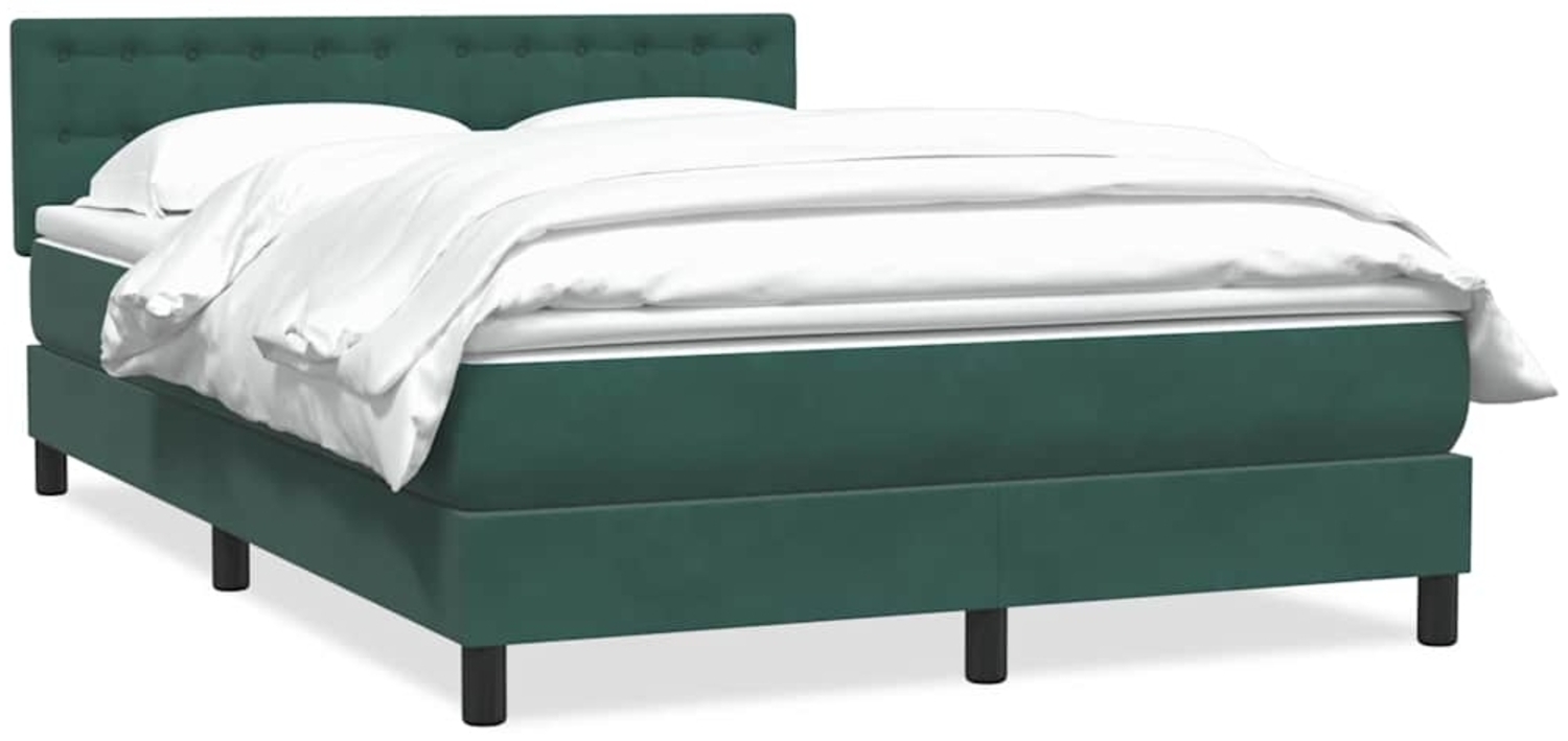vidaXL Boxspringbett mit Matratze Dunkelgrün 140x210 cm Samt 3316596 Bild 1