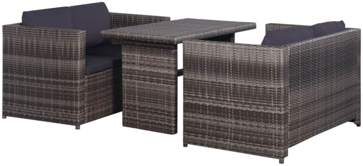 vidaXL 3-tlg. Bistro-Set mit Auflagen Poly Rattan Grau 43915 Bild 1