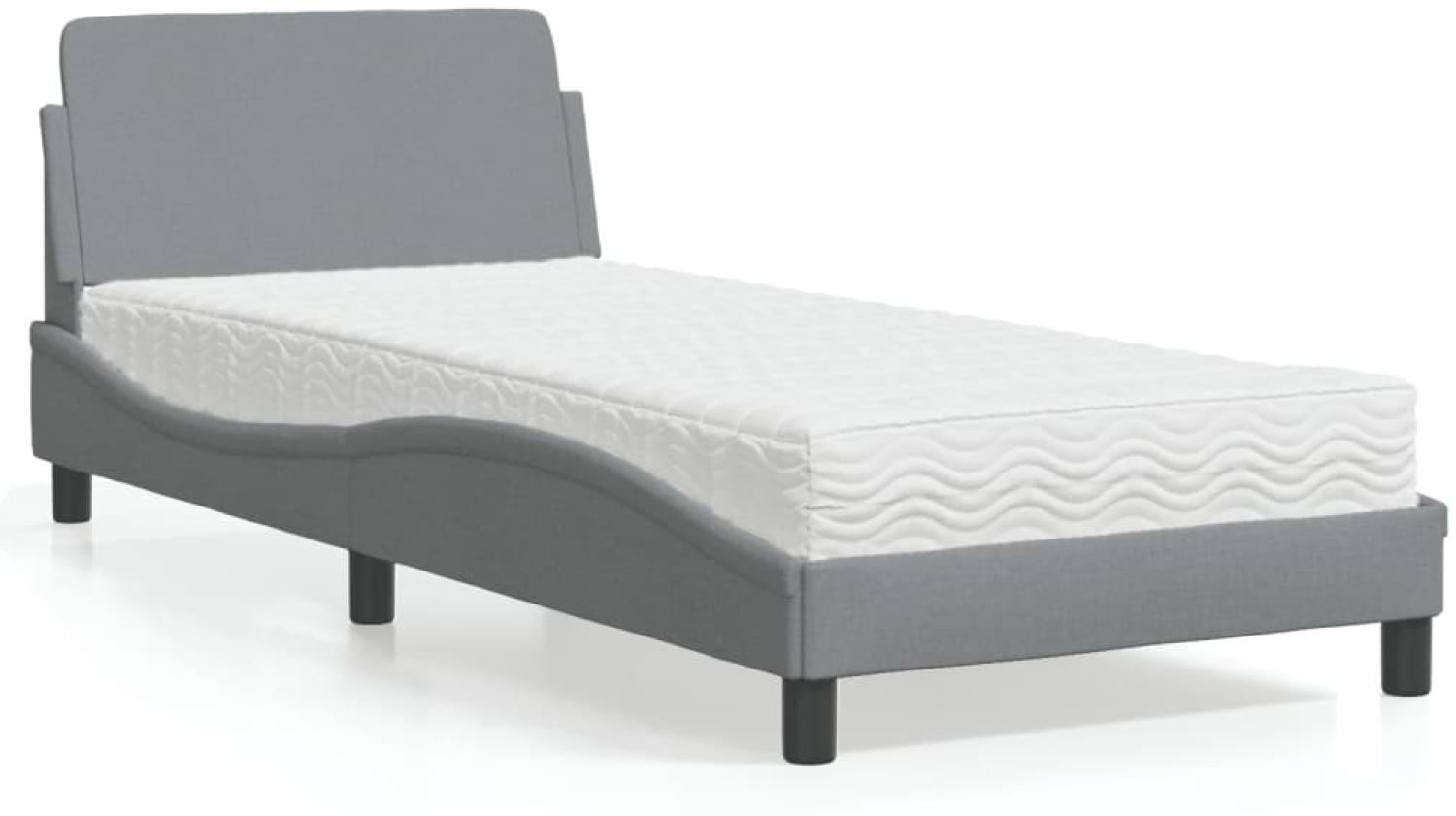 vidaXL Bett mit Matratze Hellgrau 90x200 cm Stoff 3208324 Bild 1