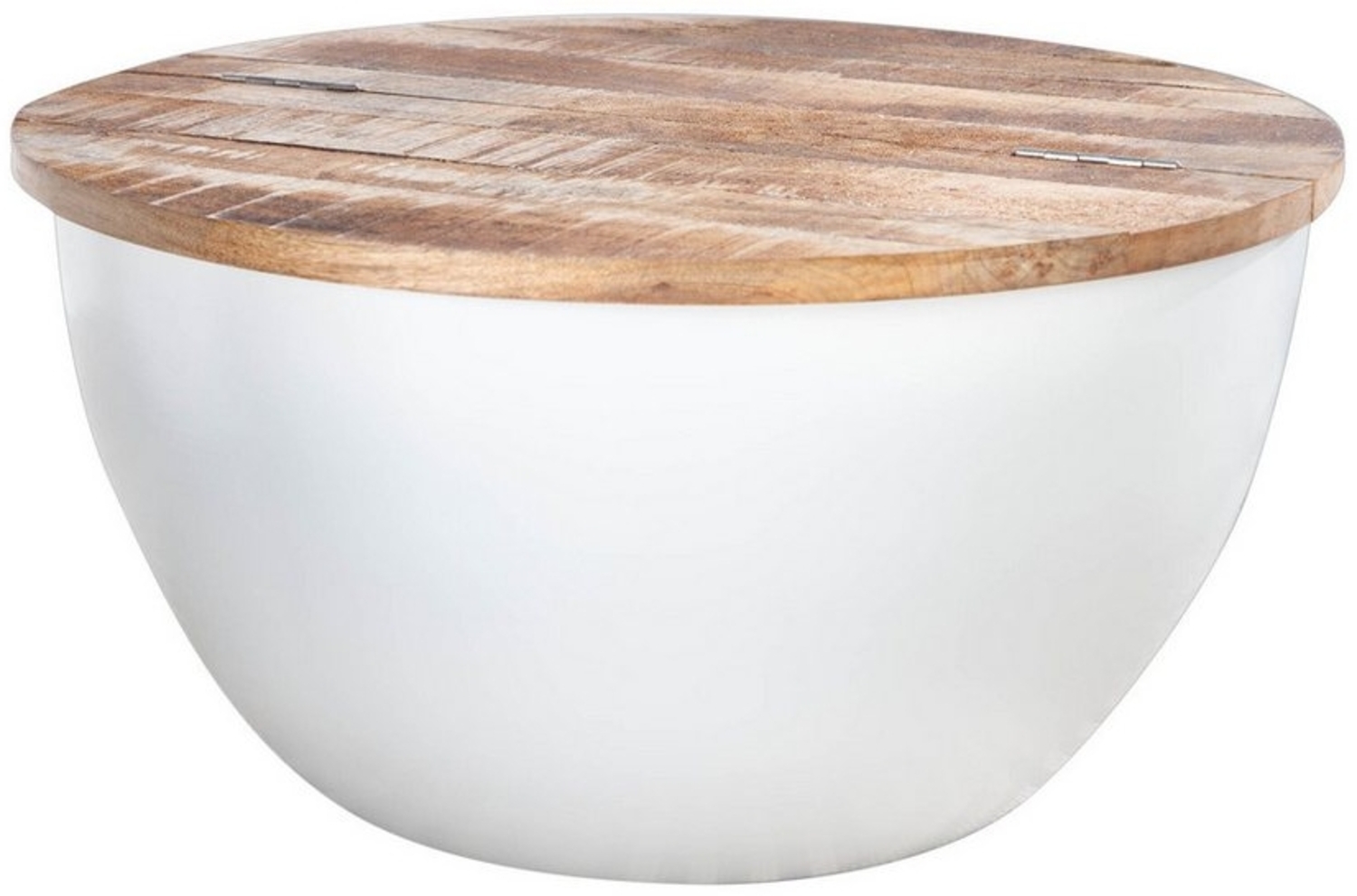 riess-ambiente Couchtisch INDUSTRIAL STORAGE 70cm weiß / braun (Einzelartikel, 1-St), Wohnzimmer · Massivholz · Metall · rund · klappbar · Boho Bild 1