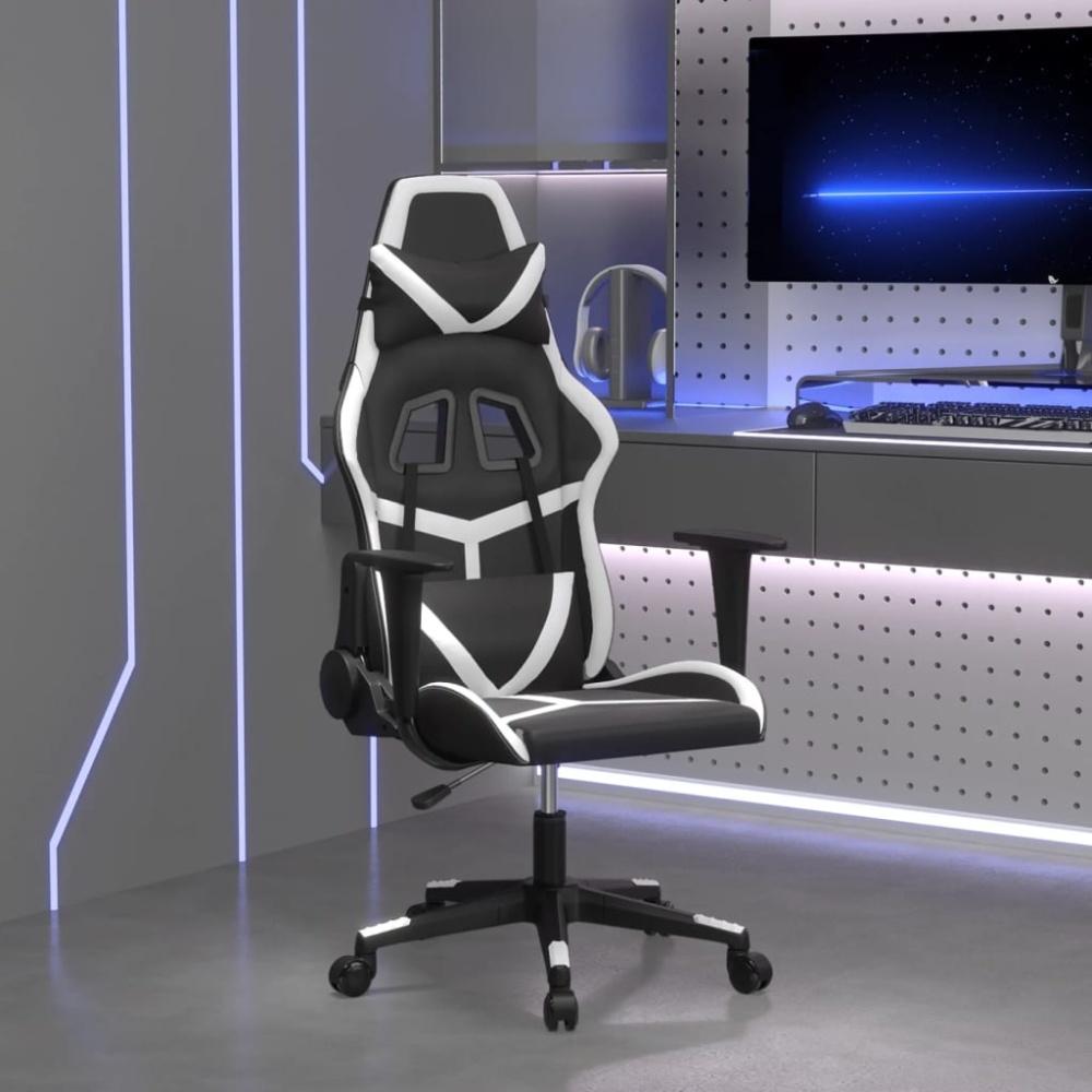 vidaXL Gaming-Stuhl mit Massagefunktion Schwarz und Weiß Kunstleder 345428 Bild 1