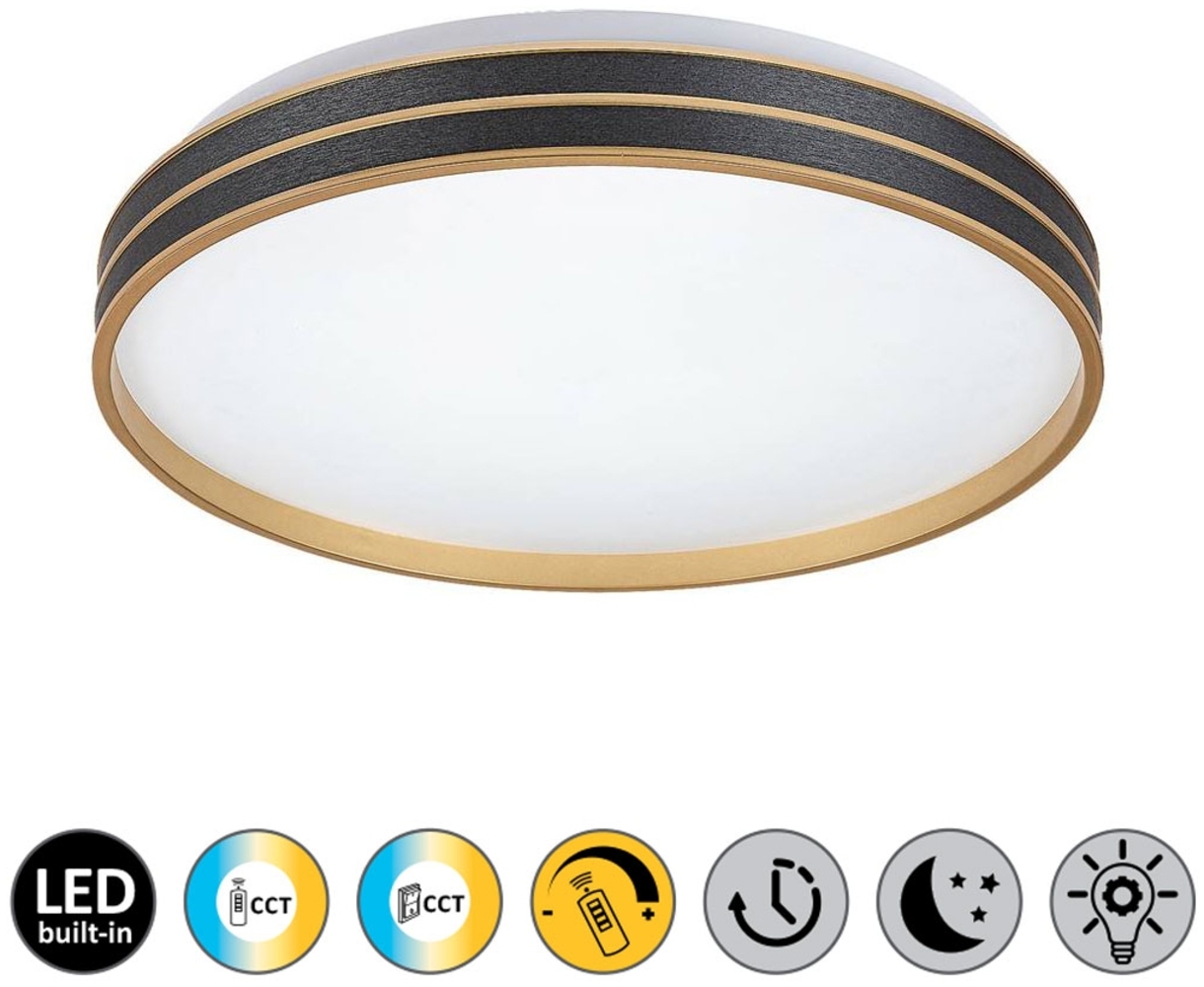 Rabalux 71141 LED Deckenleuchte GANDOR 24W Metall schwarz, Kunststoff weiß 3000-6500K H:7,5cm Ø39cm dimmbar mit Fernbedienung Bild 1