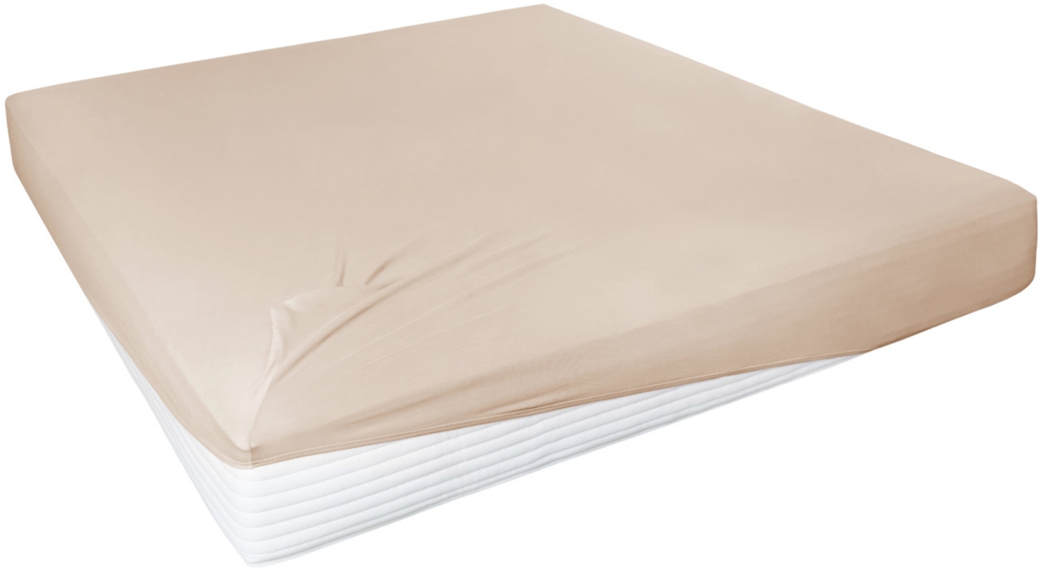 Hahn Haustextilien Elasthan-Feinjersey-Luxus Spannlaken Größe 180-200x200-220 cm düne Bild 1