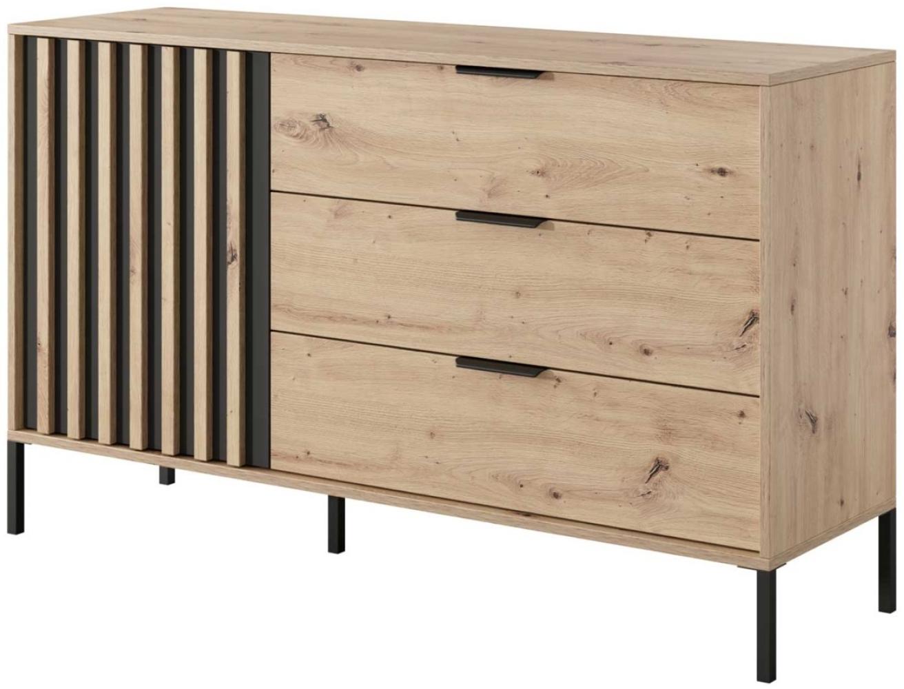 Kommode Sideboard Tally 137x39,5x81cm Artisan Eiche anthrazit 1-türig Bild 1