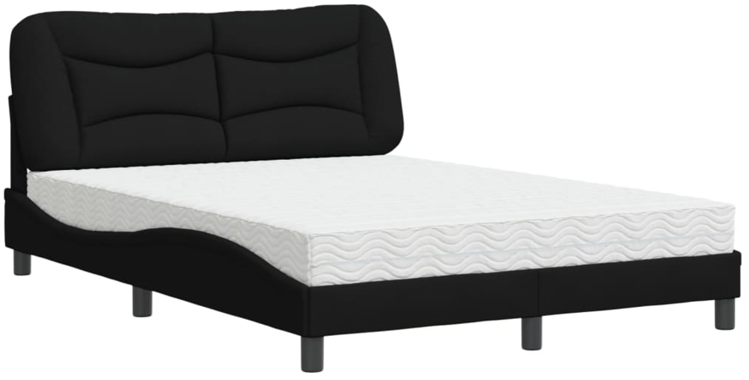 vidaXL Bett mit Matratze "Hvar" Schwarz 140x200 cm Stoff 3208536 Bild 1