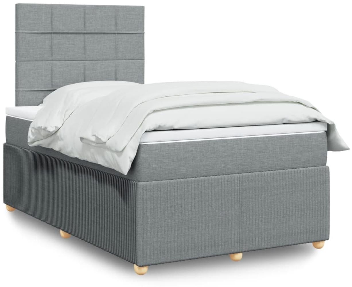 vidaXL Boxspringbett mit Matratze Hellgrau 120x200 cm Stoff 3294323 Bild 1