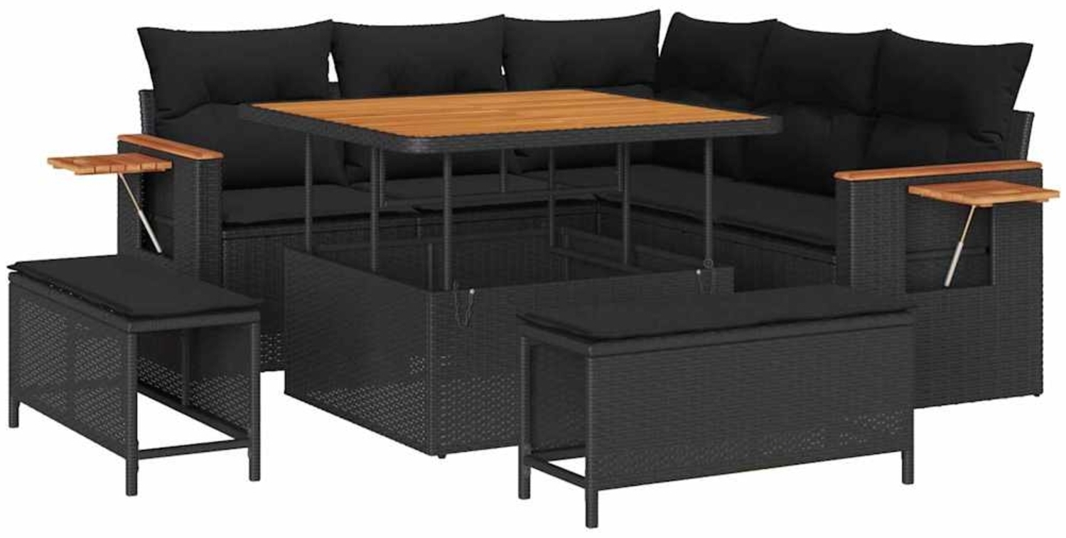 vidaXL Garten-Sofa-Set mit Kissen 8 pcs Schwarz 3363164 Bild 1