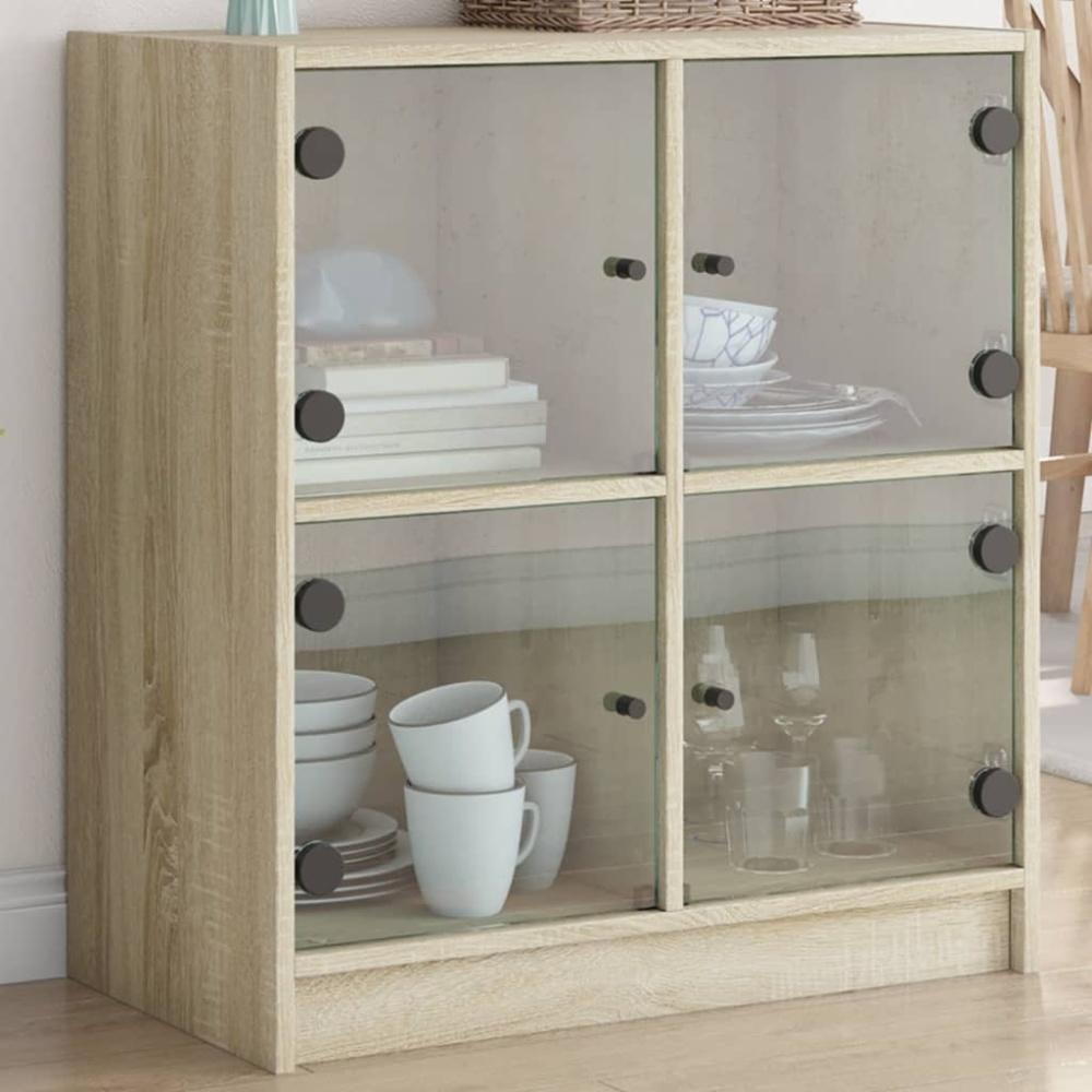 vidaXL Beistellschrank mit Glastüren Sonoma-Eiche 68x37x75,5 cm 836380 Bild 1