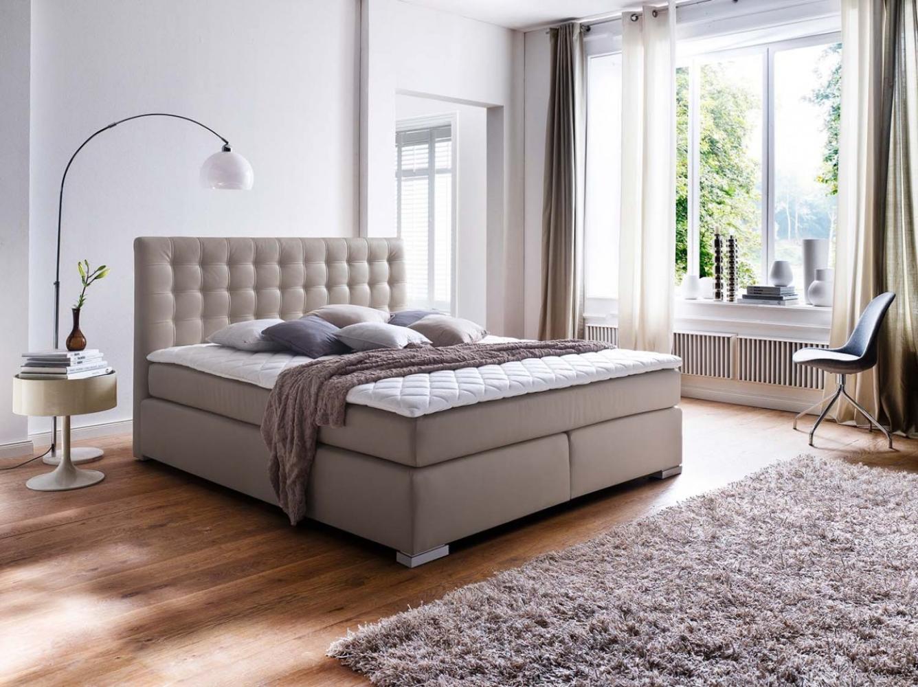 Boxspringbett Lenno - Kunstleder Schlamm H2 180x200 cm Bild 1