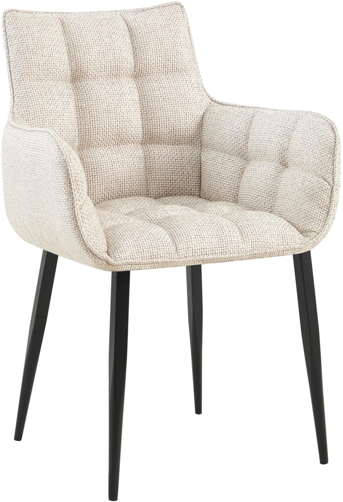 CLP Esszimmerstuhl Tirana mit gepolstertem Stoffbezug,elfenbein schwarz Bild 1