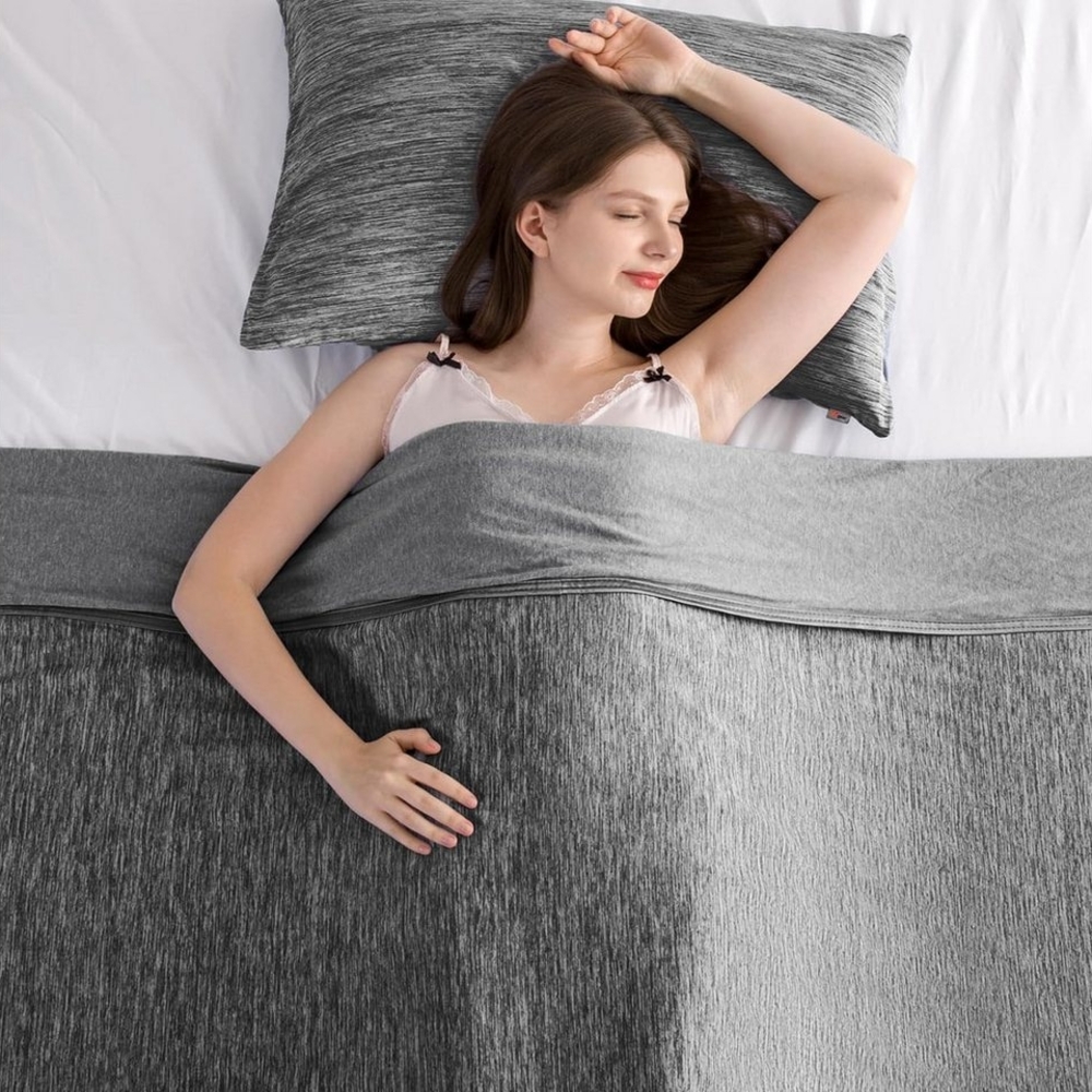 Elegear Sommerbettdecke Kühldecke Selbstkühlend doppelseitig, Sommerdecke 150×200/200×220, Q-Max>0,5, doppelseitige kühlende Decke, Sofadecke für Sommer Winter Bild 1