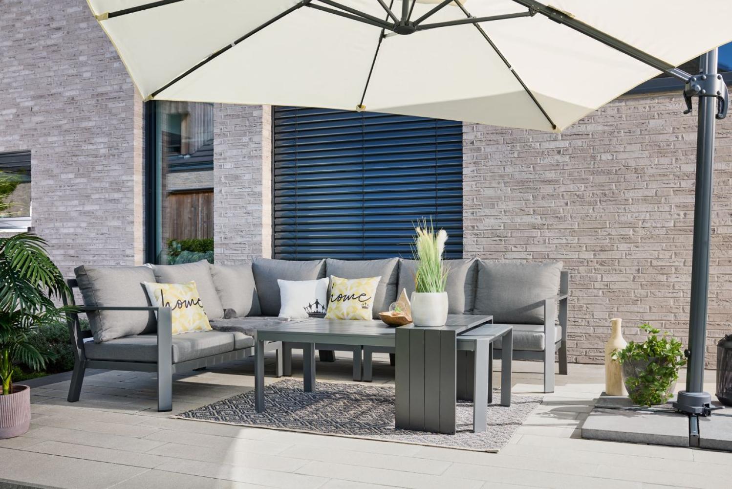 Primaster Lounge Set Elbasan Alu Garten Gartenlounge Essgruppe Sitzgruppe XXL Bild 1