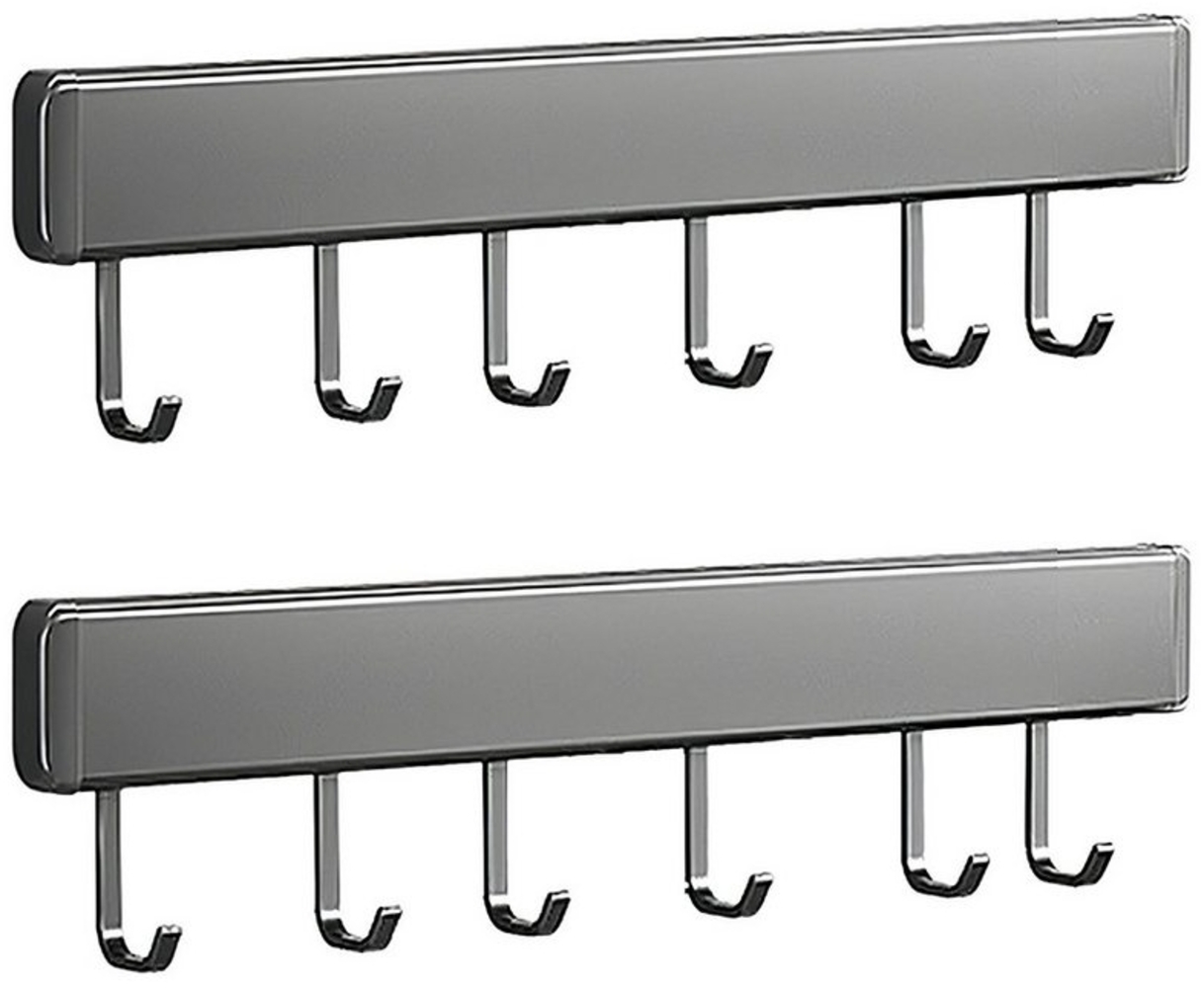 Mutig Hakenleiste 2 pc Hakenleiste 30/40/50cm,Küche Hängeleiste, 6/8/10 bewegliche Haken, (Küchenhalterung ohne bohren, Bohrfreie oder gebohrte Montage möglich, Haken aus Raumfahrt-Aluminium für Schlafzimmer Bad Küche-Silbergrau), Es ist ideal für glat... Bild 1