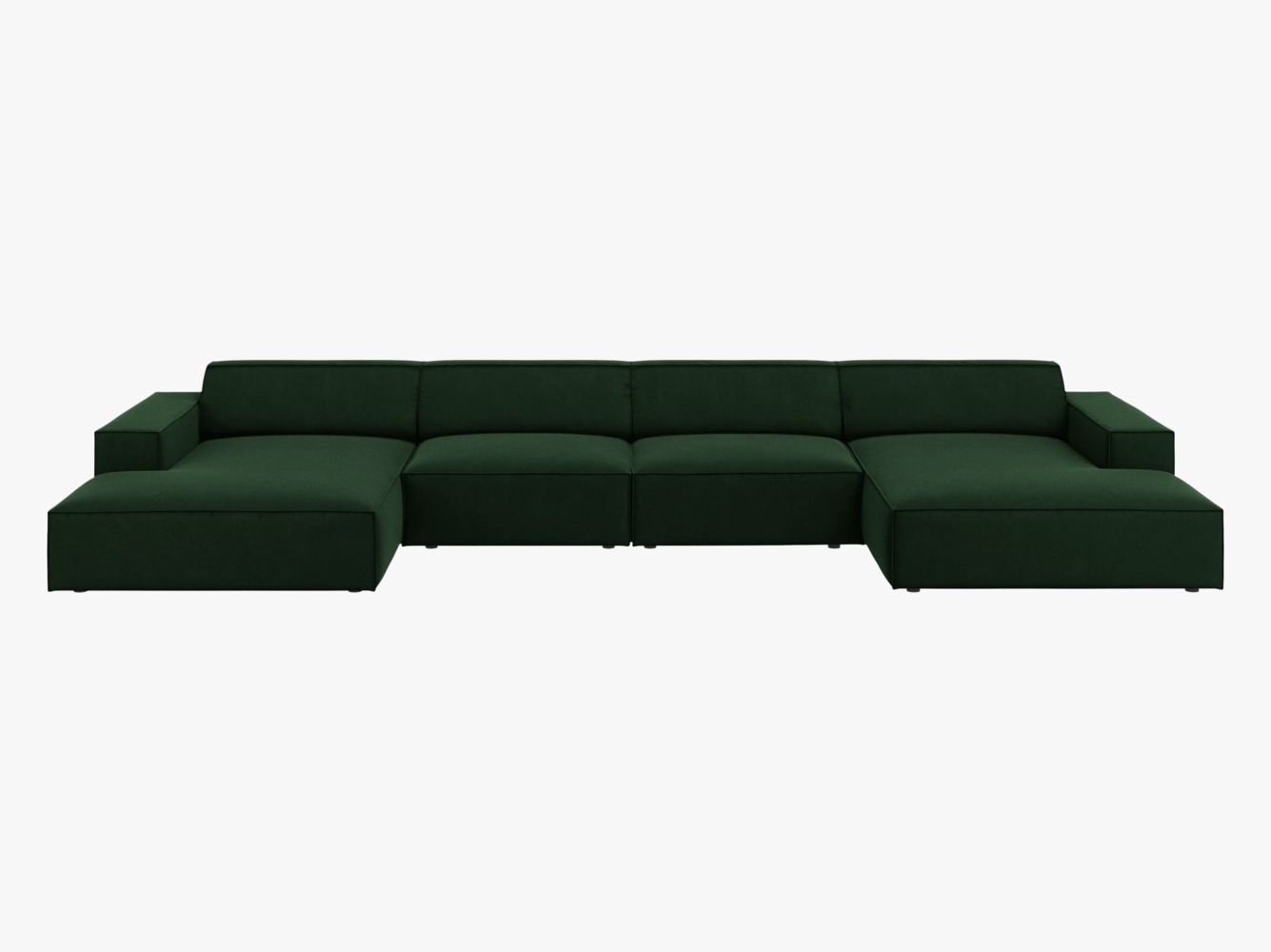 Micadoni 'Jodie' 6-Sitzer-Sofa, Panorama, Samtstoff, Beinfarbe Black Plastic, Flaschengrün Bild 1