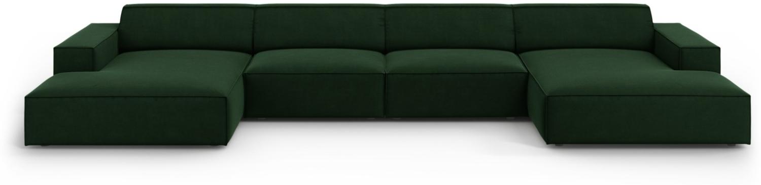 Micadoni 'Jodie' 6-Sitzer-Sofa, Panorama, Samtstoff, Beinfarbe Black Plastic, Flaschengrün Bild 1