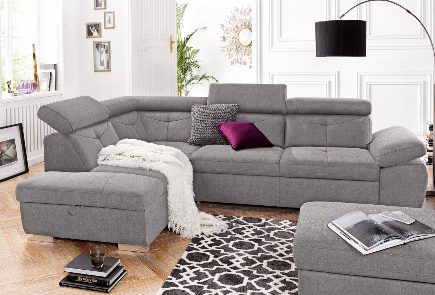 exxpo - sofa fashion Ecksofa Spring, super bequem und komfortabel mit Armteil- und Kopfteilfunktion, wahlweise mit Bettfunktion und Bettkasten, L-Form Bild 1