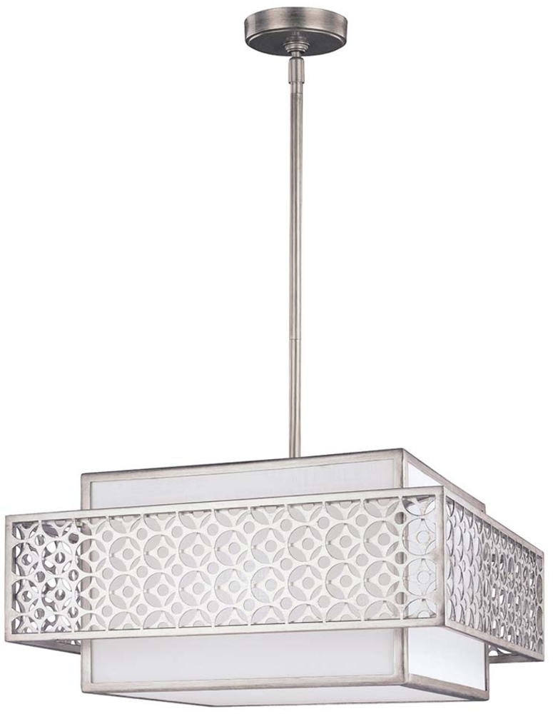 Pendelleuchte, Deckenlampe, Stahl Leinen, D 50,2 cm Bild 1