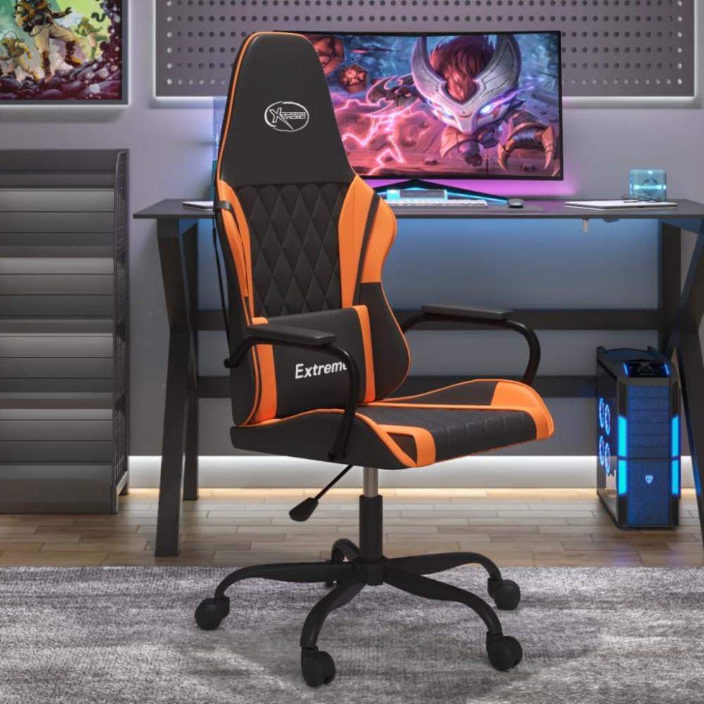 vidaXL Gaming-Stuhl mit Massagefunktion Schwarz und Orange Kunstleder 345539 Bild 1