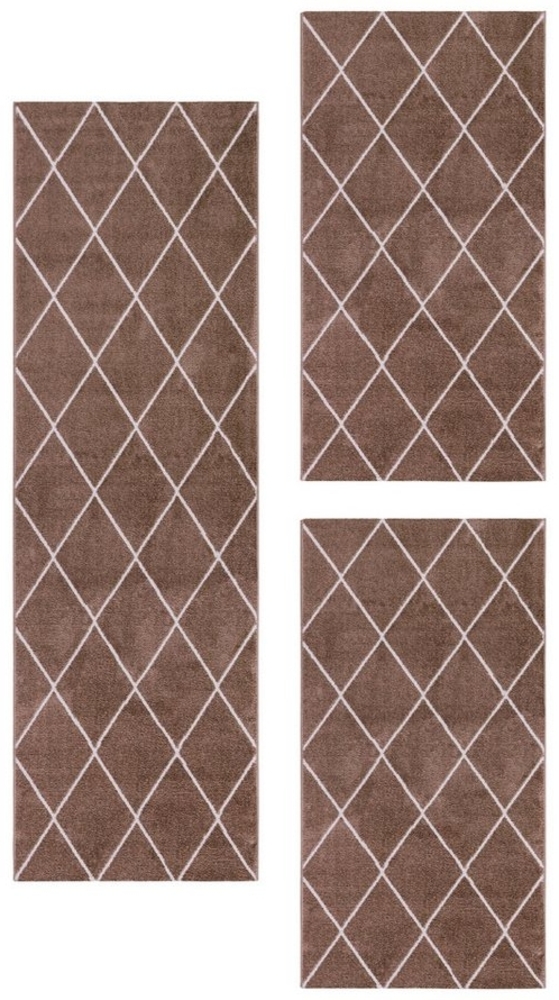 Carpettex Kurzflor-Bettumrandung Geometrisch Design, Höhe 11 mm, (Bett-Set, 3-tlg, Bettvorlage), Schlafzimmer Teppich Bettumrandung Läufer Set 3 teilig Bild 1