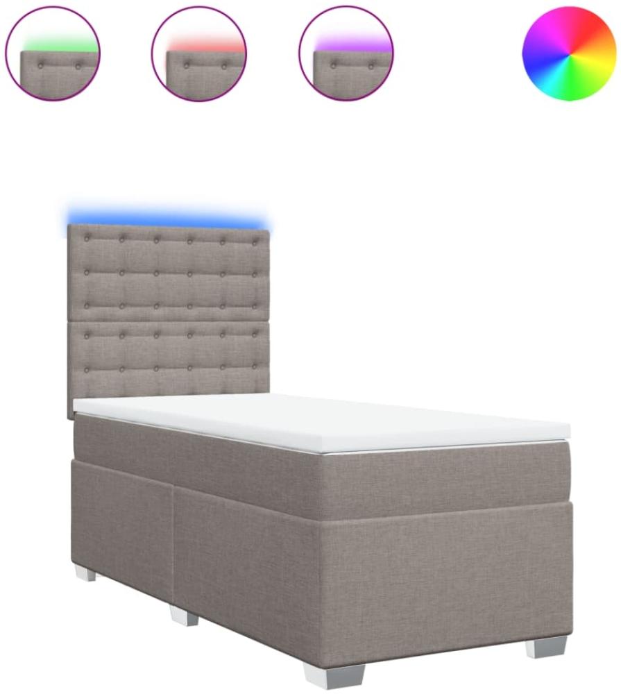 vidaXL Boxspringbett mit Matratze Taupe 90x190 cm Stoff 3292661 Bild 1