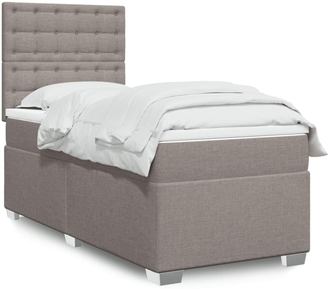 vidaXL Boxspringbett mit Matratze Taupe 90x190 cm Stoff 3292661 Bild 1