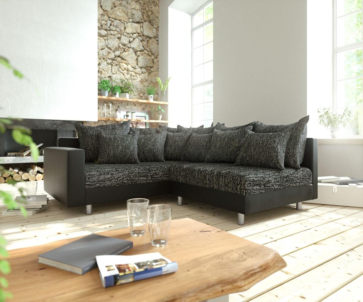 Ecksofa Clovis Schwarz modular Armlehne Ottomane Links Bild 1