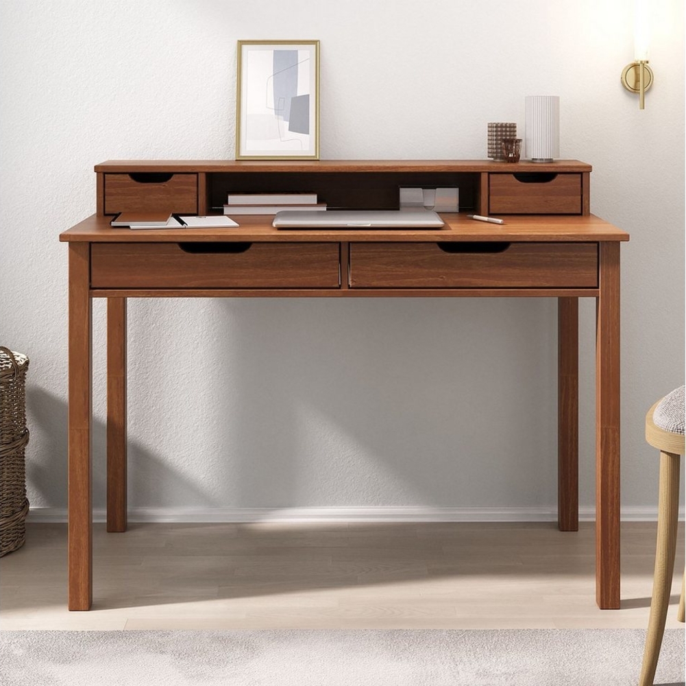 IDIMEX Schreibtisch RAUL, Bürotisch mit Stauraum aus Massivholz mit 4 Schubladen Kastanien farbe Bild 1