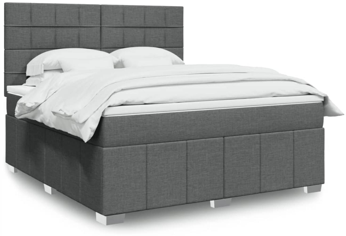 vidaXL Boxspringbett mit Matratze Dunkelgrau 180x200 cm Stoff 3291748 Bild 1