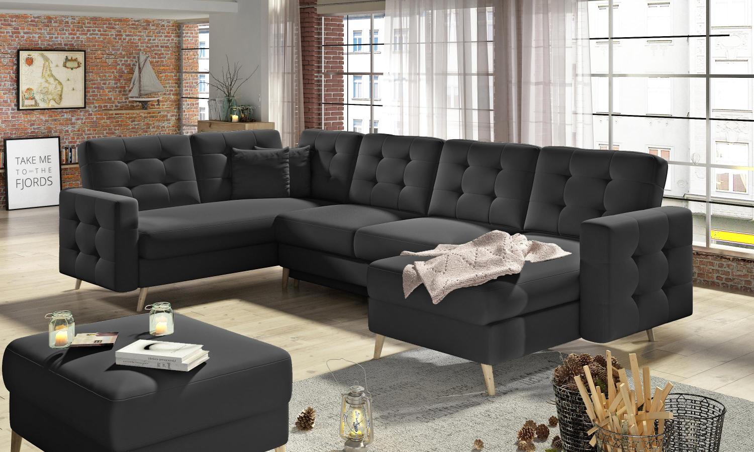 Wohnideebilder Asgard U Schwarz Ecksofas & Eckcouches AsdU_06 Bild 1