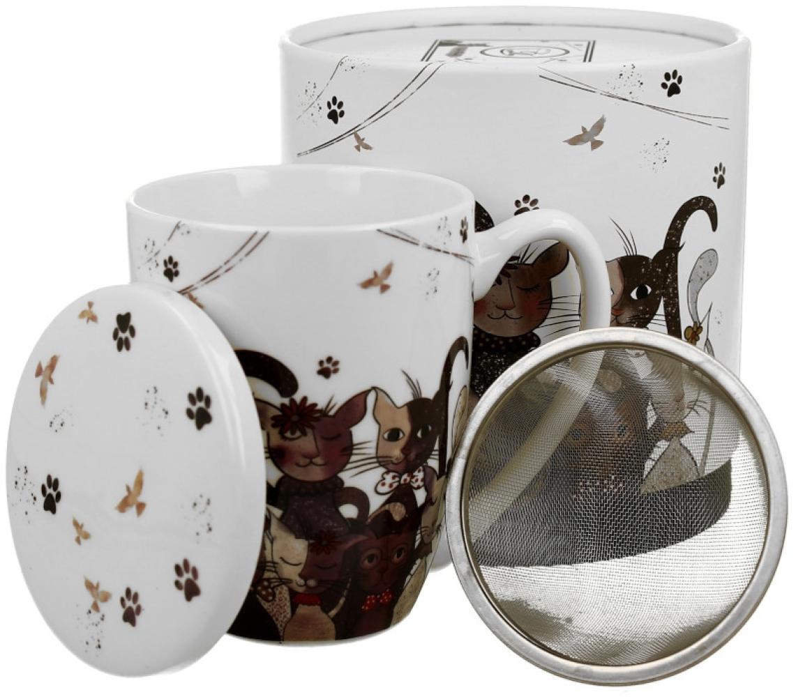 DUO ANIMALS 33311 Becher 380 ml mit Teesieb CATS FAMILY mit Teesieb, New Bone China Porzellan Bild 1