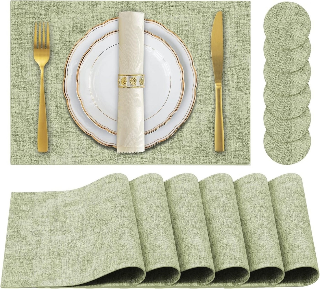Coonoor Platzset 6er Set Wasserdichte Tischset mit Untersetzer,43x30 cm, (Abwaschbar,Platzsets Abwischbar,Hitzebeständig,Rutschfest, 6-St), für den Esstisch, die Küche oder das Büro,Halloween,Weihnachten Bild 1
