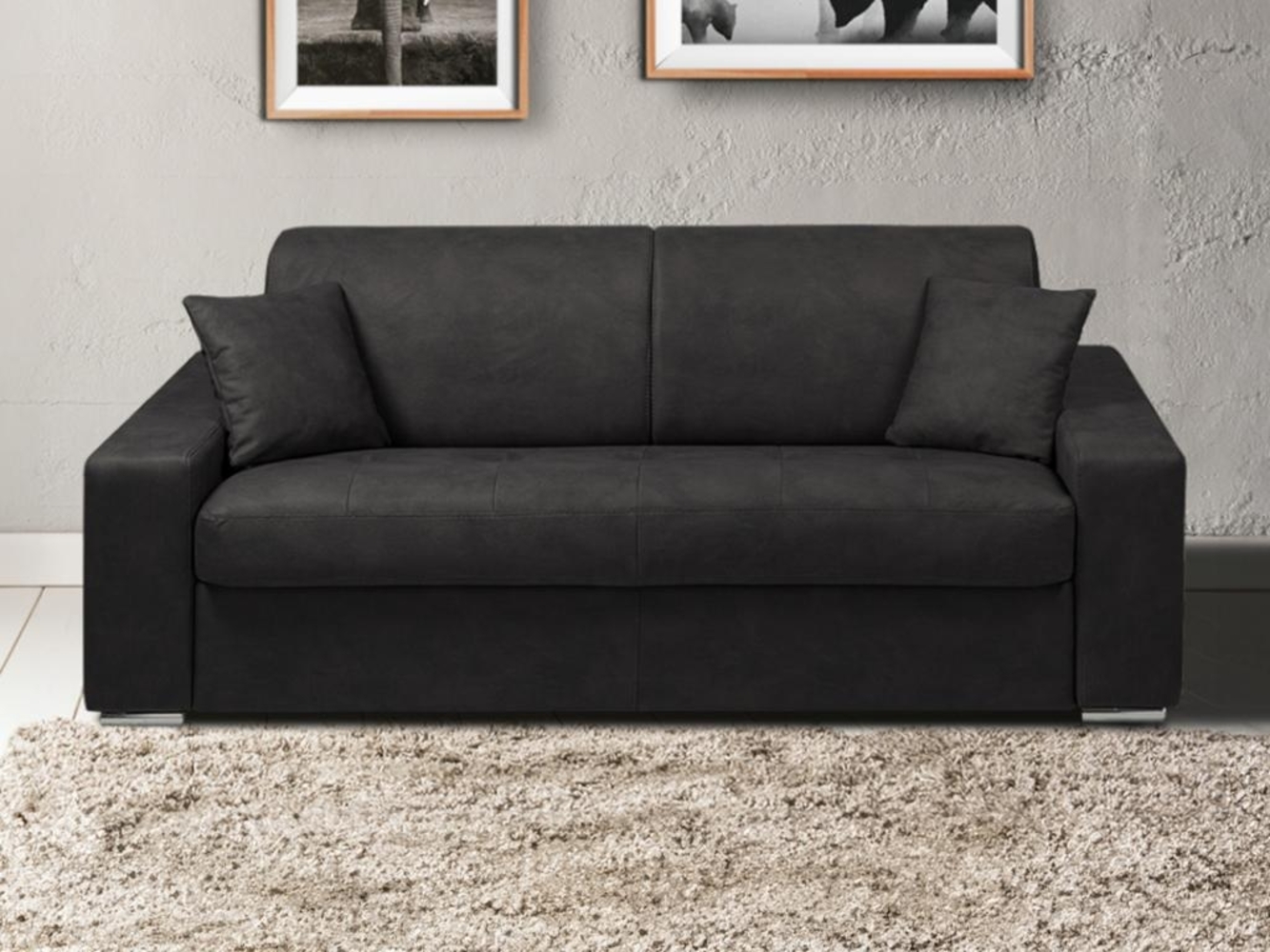 Schlafsofa 3-Sitzer Stoff EMIR - Anthrazit - Liegefläche: 140 cm - Matratzenhöhe: 18 cm Bild 1