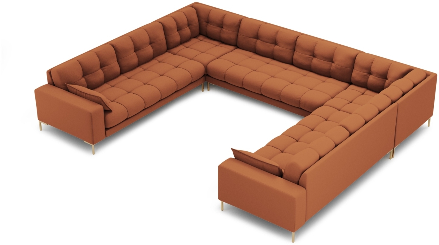 Micadoni Wohnlandschaft Mamaia 9-Sitzer Strukturierter Stoff Neve Ziegel goldene Beine Bild 1