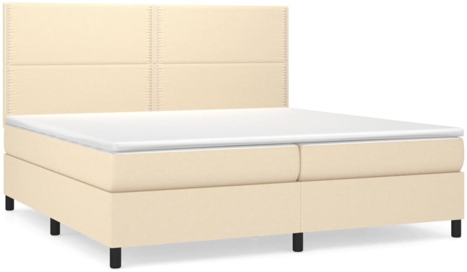 vidaXL Polsterbett mit Matratze Creme 200x200 cm Stoff, Härtegrad: H2 [3141726] Bild 1